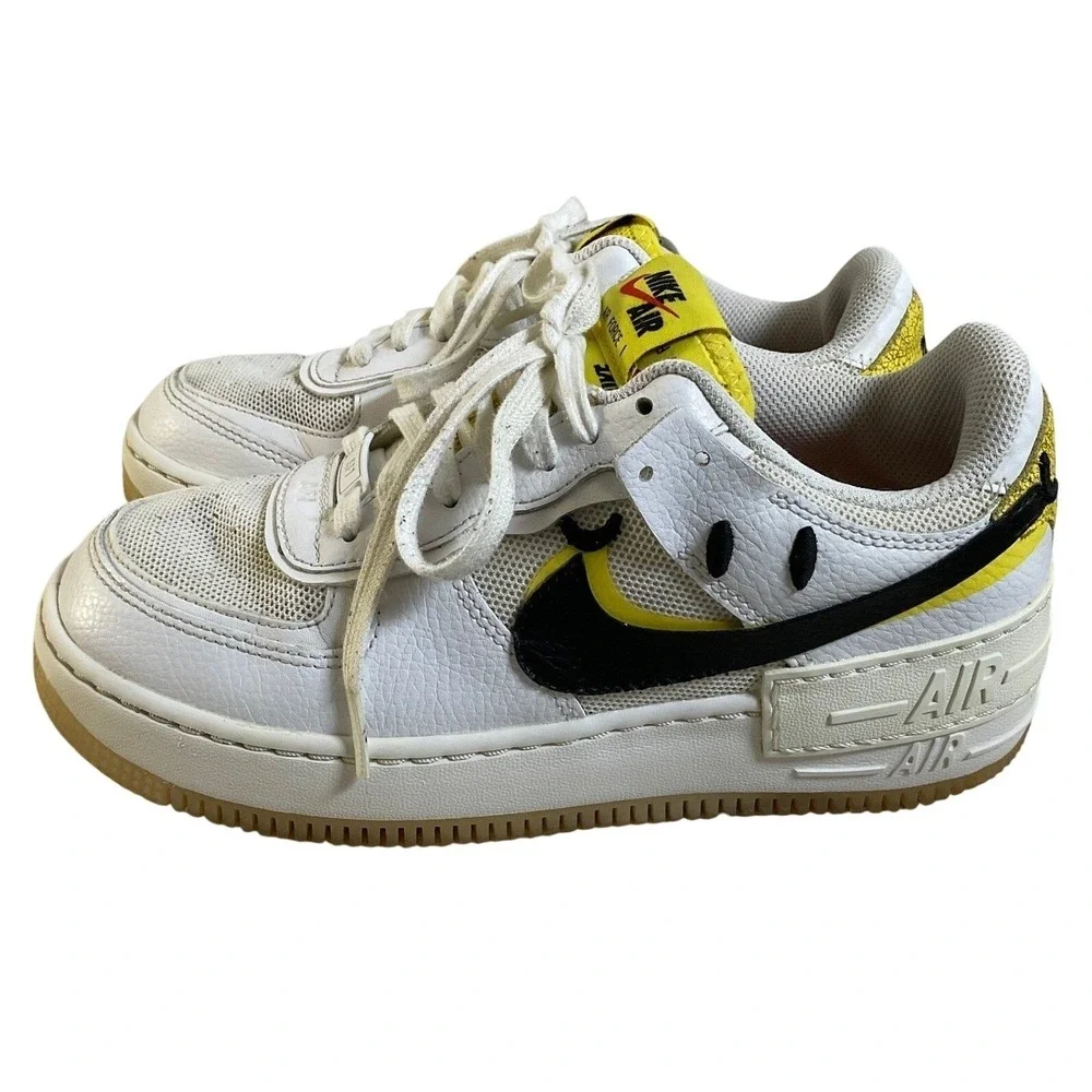 Nike Air‎ Force 1 Shadow Go The Extra Smile White Yellow DO5872-100 Womens 7.5